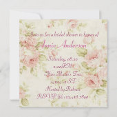 ヴィンテージピンクローズフローラブライダルシャワー招待 招待状 (裏面)