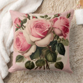 ヴィンテージピンクローズフローラブーケ クッション (ブランケット)