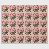 ヴィンテージピンクローズフローラブーケ ラッピングペーパー (フラット)
