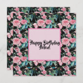 ヴィンテージピンクローズフローラルパターンレディースネームカード シーズンカード (正面/裏面)