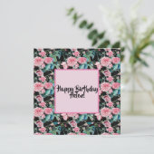 ヴィンテージピンクローズフローラルパターンレディースネームカード シーズンカード (スタンド正面)