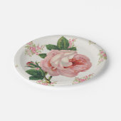 ヴィンテージピンクローズフローラ ペーパープレート (アングル)