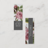 ヴィンテージピンクローズフローリスト製品ラベル スキニー名刺 (正面/裏面)