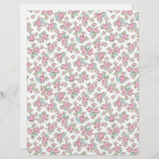 ヴィンテージピンクローズブドアーツ&クラフトスクラップブック紙 (正面/裏面)