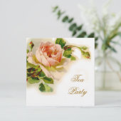 ヴィンテージピンクローズブライダルティーパーティー 招待状 (スタンド正面)