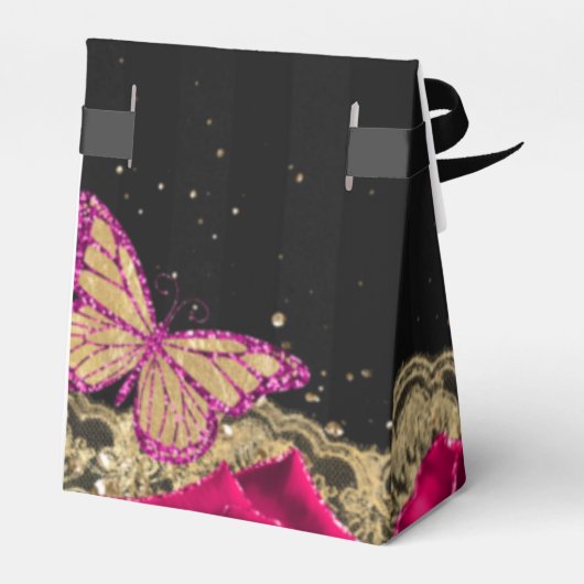 ヴィンテージピンクローズブラック金ゴールドレースキンセアニラ フェイバーボックス (裏面サイド)