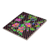 ヴィンテージピンクローズブラック/ピンクポルカドット タイル (側面)