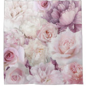 ヴィンテージピンクローズボタニカルガーデン絵画ズ シャワーカーテン (正面)