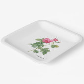 ヴィンテージピンクローズボタニカルフローラ ペーパープレート (傾斜あり)
