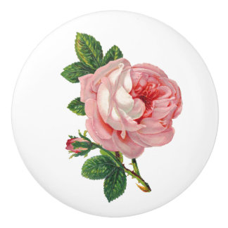 ヴィンテージピンクローズボタニカル セラミックノブ