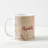 ヴィンテージピンクローズマグ | お名前 | コーヒーマグカップ (左)