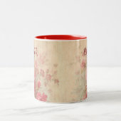 ヴィンテージピンクローズマグ | お名前 | ツートーンマグカップ (中央)