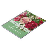 ヴィンテージピンクローズモノグラム結婚ズの計画の花嫁 ノートブック (左側)