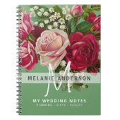 ヴィンテージピンクローズモノグラム結婚ズの計画の花嫁 ノートブック (正面)