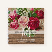ヴィンテージピンクローズモノグラム結婚ズの計画の花嫁 ノートブック (正面)