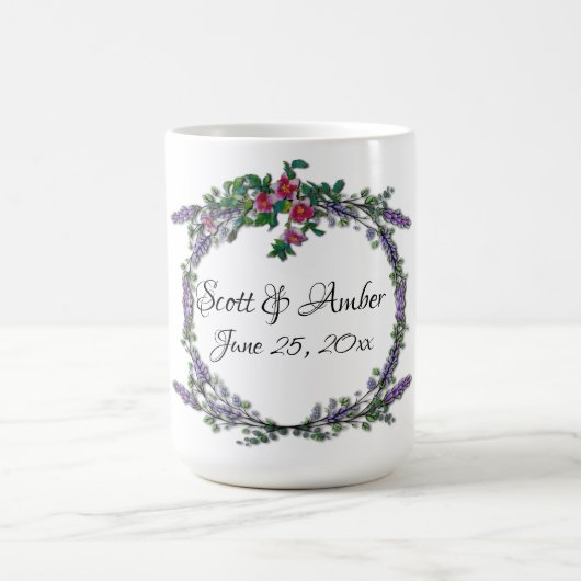 ヴィンテージピンクローズラベンダーユーカリ コーヒーマグカップ (中央)