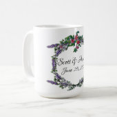 ヴィンテージピンクローズラベンダーユーカリ コーヒーマグカップ (正面左)