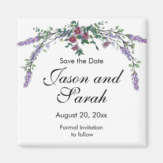 ヴィンテージピンクローズラベンダーユーカリ マグネット (正面)