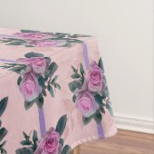 ヴィンテージピンクローズラベンダーリボンアレードダマスク テーブルクロス (インサイチュ)