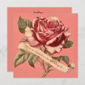 ヴィンテージピンクローズリボン結婚式招待状 招待状 (正面/裏面)