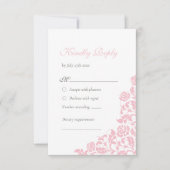 ヴィンテージピンクローズレース結婚フローラ 出欠カード (正面)
