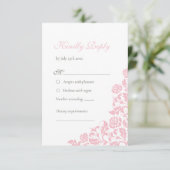 ヴィンテージピンクローズレース結婚フローラ 出欠カード (スタンド正面)