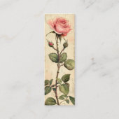 ヴィンテージピンクローズ作家ブックマークカード スキニー名刺 (正面)