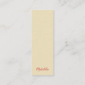 ヴィンテージピンクローズ作家ブックマークカード スキニー名刺 (裏面)