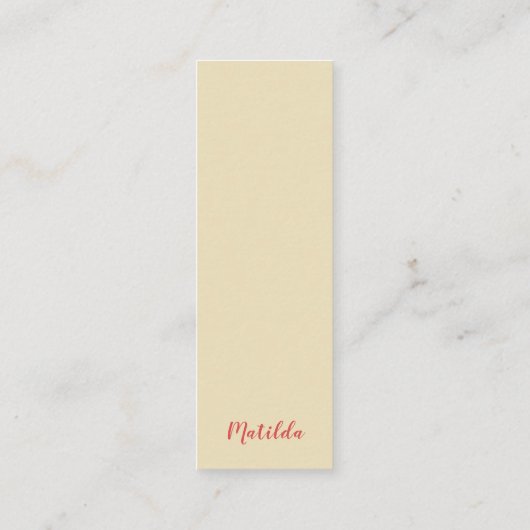 ヴィンテージピンクローズ作家ブックマークカード スキニー名刺 (裏面)