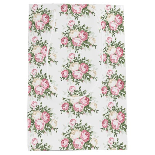 ヴィンテージピンクローズ抱き枕 ミディアムペーパーバッグ (正面)