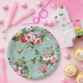 ヴィンテージピンクローズ紙プレート ペーパープレート (パーティー)