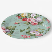 ヴィンテージピンクローズ紙プレート ペーパープレート (アングル)