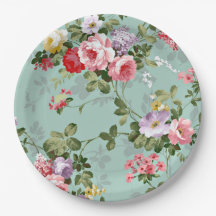 ヴィンテージピンクローズ紙プレート