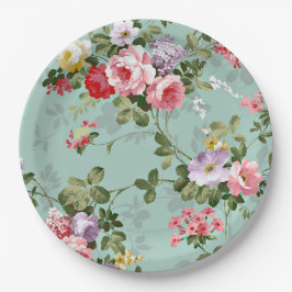 ヴィンテージピンクローズ紙プレート ペーパープレート