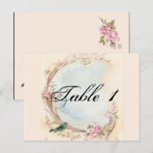 ヴィンテージピンクローズ結婚とロビンのテーブル番号 ポストカード (正面/裏面)