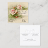 ヴィンテージピンクローズ結婚ズイベントプランナー スクエア名刺 (正面/裏面)