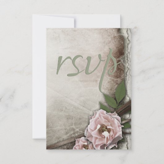 ヴィンテージピンクローズ結婚ズコレクションRSVP 出欠カード (正面)