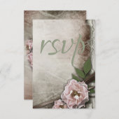 ヴィンテージピンクローズ結婚ズコレクションRSVP 出欠カード (正面/裏面)