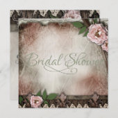 ヴィンテージピンクローズ結婚ズブライダルシャワー 招待状 (正面/裏面)