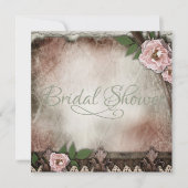 ヴィンテージピンクローズ結婚ズブライダルシャワー 招待状 (正面)