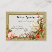 ヴィンテージピンクローズ結婚ズホワイトチューリップ 名刺 (正面)