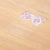 ヴィンテージピンクローズ結婚ズ アクリル招待状 (レイダウン)