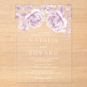 ヴィンテージピンクローズ結婚ズ アクリル招待状 (正面)