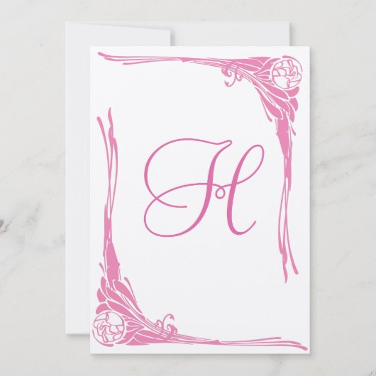 ヴィンテージピンクローズ結婚式招待状 招待状 (正面)