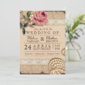 ヴィンテージピンクローズ結婚式招待状 招待状 (スタンド正面)