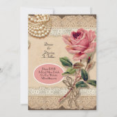 ヴィンテージピンクローズ結婚式招待状 招待状 (裏面)