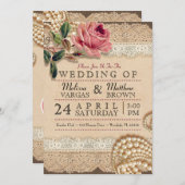 ヴィンテージピンクローズ結婚式招待状 招待状 (正面/裏面)