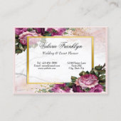 ヴィンテージピンクローズ金ゴールドフレームイベントプランナー 名刺 (正面)