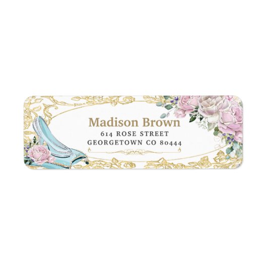 ヴィンテージピンクローズ金ゴールドプリンセスシンデレラリターン ラベル (正面)