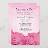 ヴィンテージピンクローズ60歳誕生日パーティー 招待状 (正面/裏面)